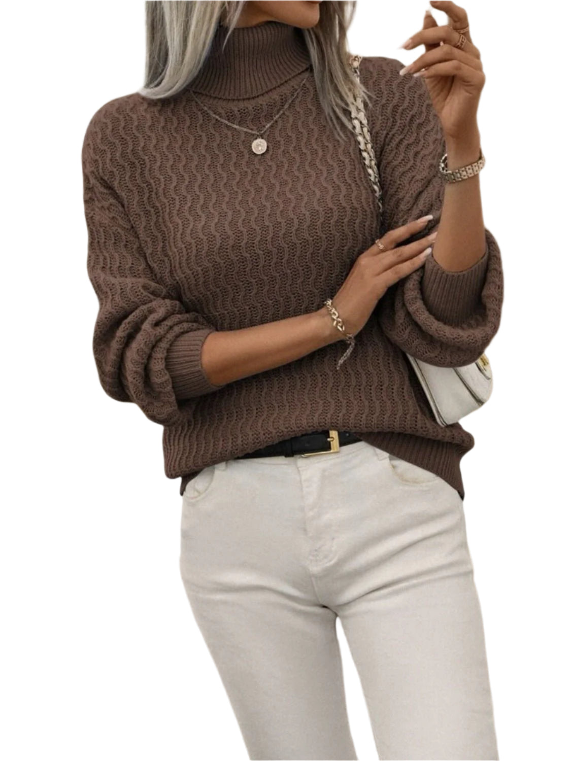 Women’s Turtleneck Thick Needle Sweater – Warmth Meets Elegance - CasualFlowshop