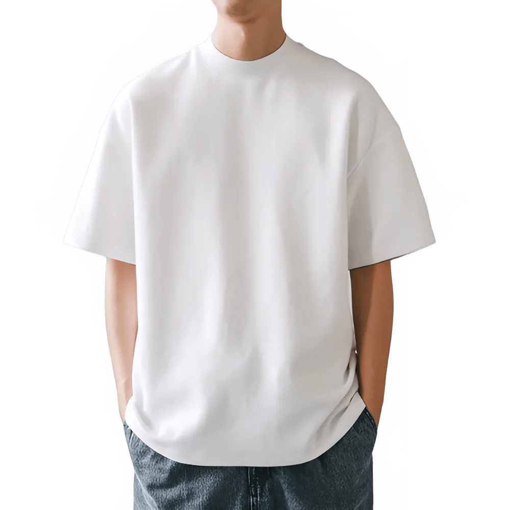 Heavyweight Cotton Tee for Men – Solid Color 350gsm T-Shirt - CasualFlowshop