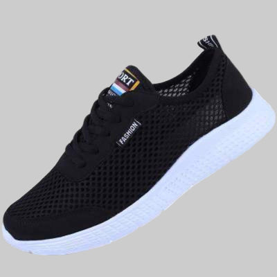 Unisex Slip-On Casual Shoes – Lightweight Breathable PU Mesh Walking Sneakers – Black Blue Gray