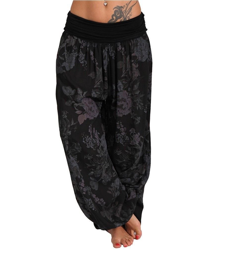 Floral Harem Pants – Boho Vibes with Fold - Over Waist - CasualFlowshop