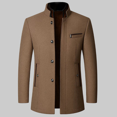 Men's Cashmere Wool Trench Coat for Winter