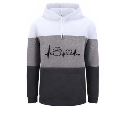 Women’s Color Block Hoodie – Cute Paw Heartbeat