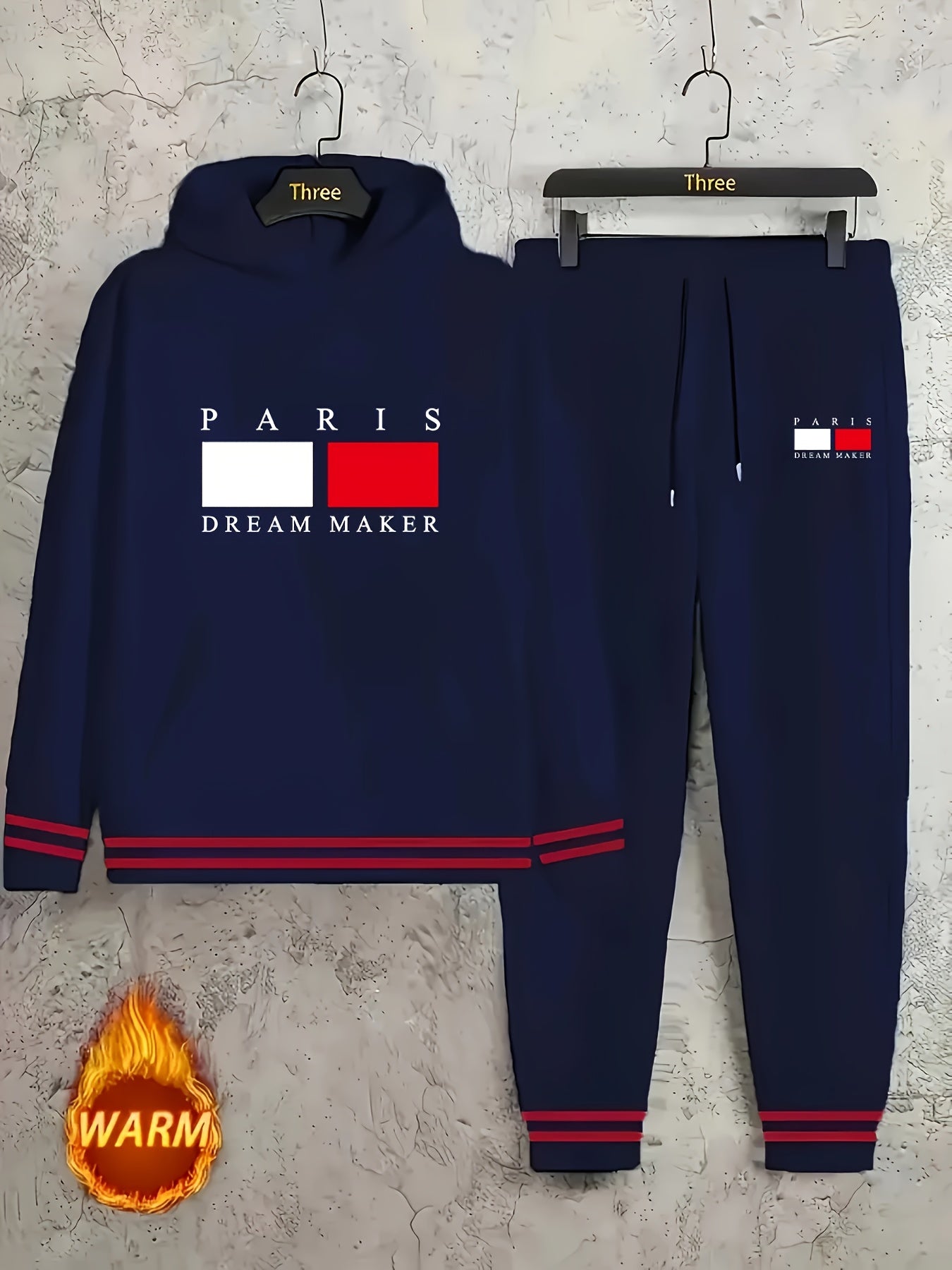 Parisian Chic Geometric Pattern Hoodie & Joggers Set - Casusalflowshop