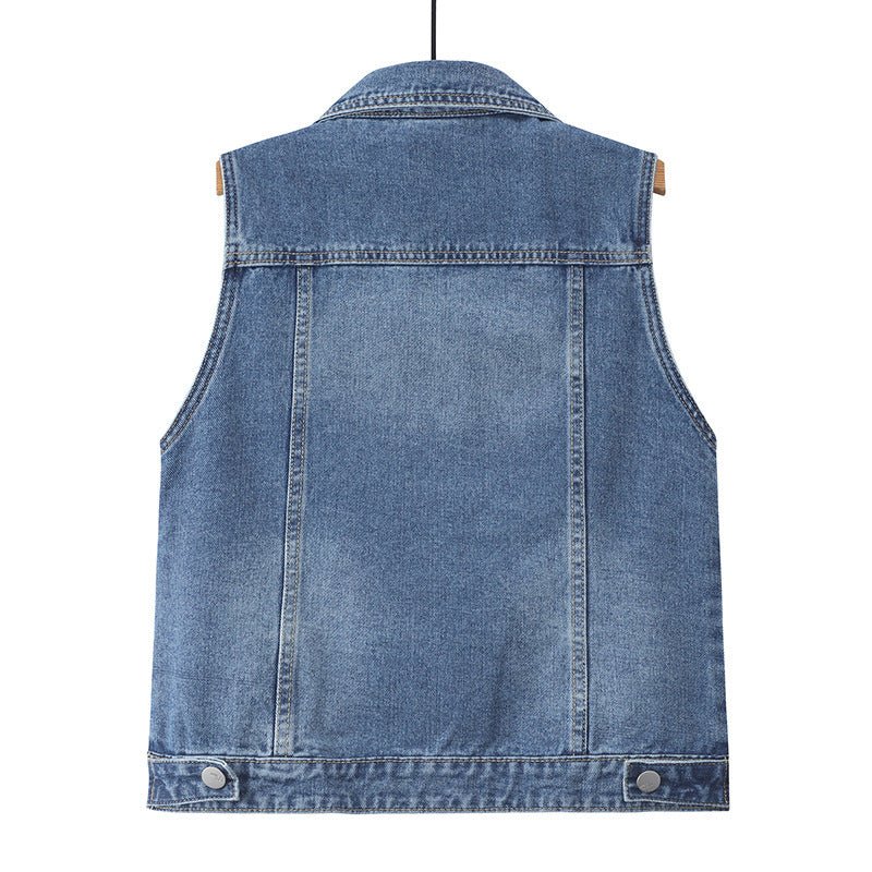 Women's Beaded Loose Denim Vest - CasualFlowshop