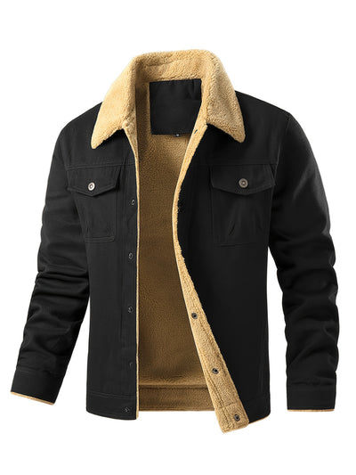 Men's Color Block Fleece-Lined Winter Coat: Style Meets Comfort (Item ID: KX32370)