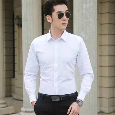 Slim Fit Men’s Dress Shirt – Long Sleeve White Formal & Casual Wear