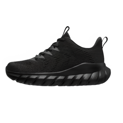 Men’s Black Blade Sole Running Sneakers – Lightweight Breathable Walking Shoes