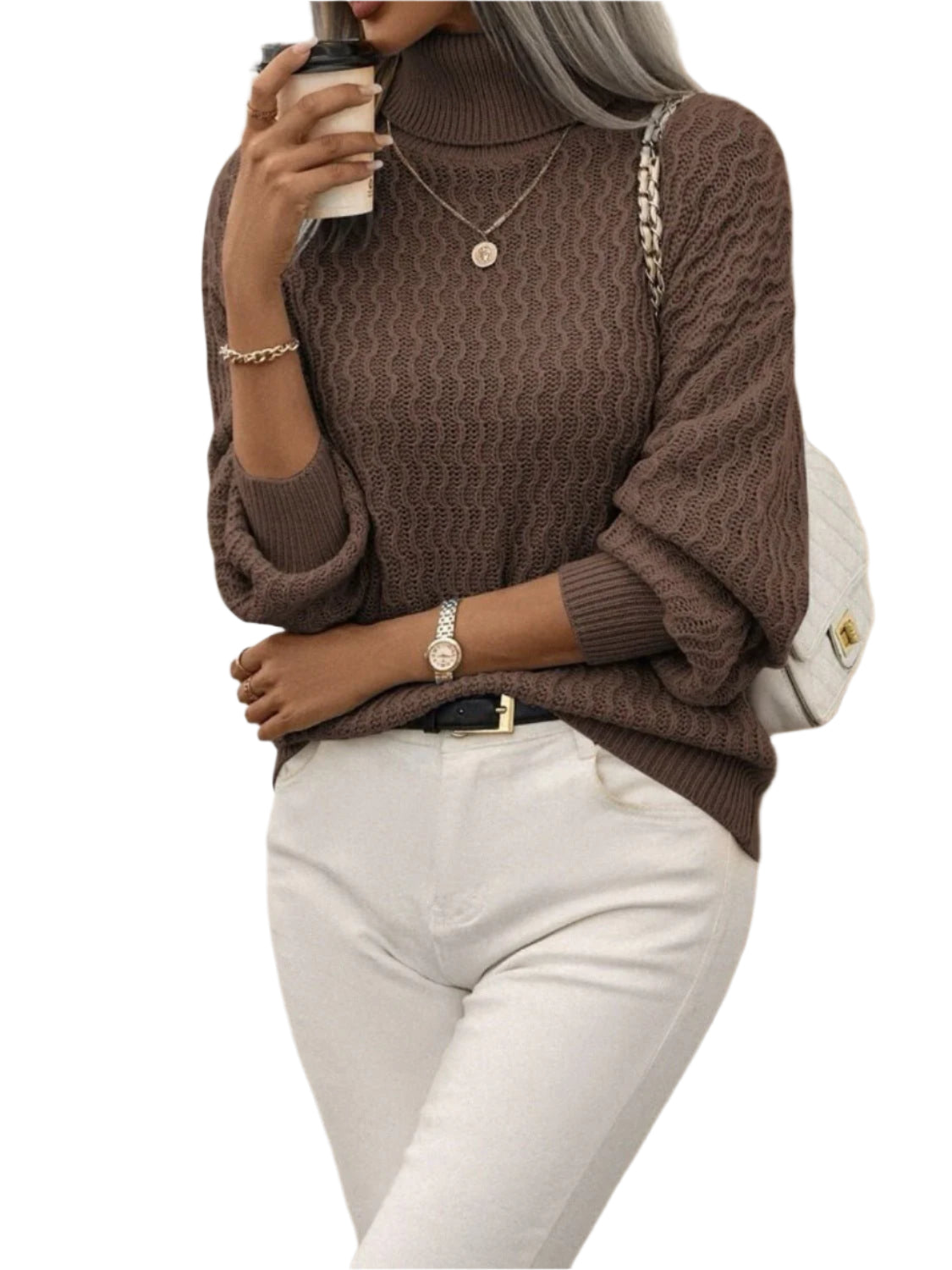 Women’s Turtleneck Thick Needle Sweater – Warmth Meets Elegance - CasualFlowshop