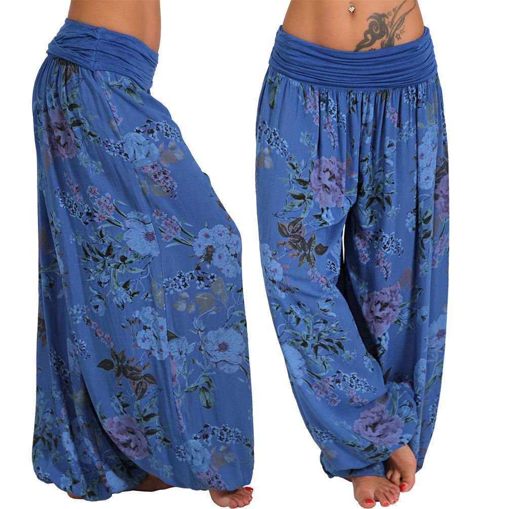 Floral Harem Pants – Boho Vibes with Fold - Over Waist - CasualFlowshop