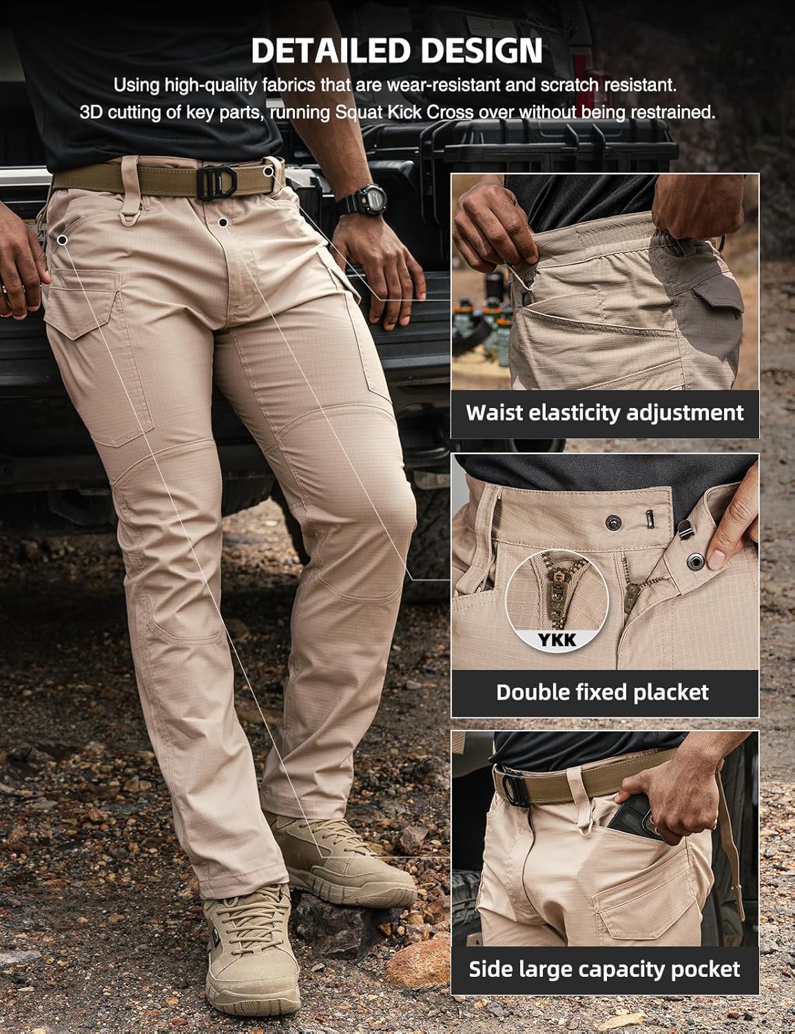 Men's Tactical Ripstop Cargo Pants – Outdoor Hiking & Work Trousers - CasualFlowshop