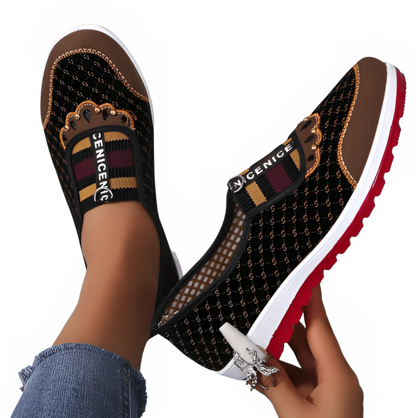 Women’s Slip - On Walking Shoes for Flat Feet – Breathable Mesh Comfort Flats - CasualFlowshop