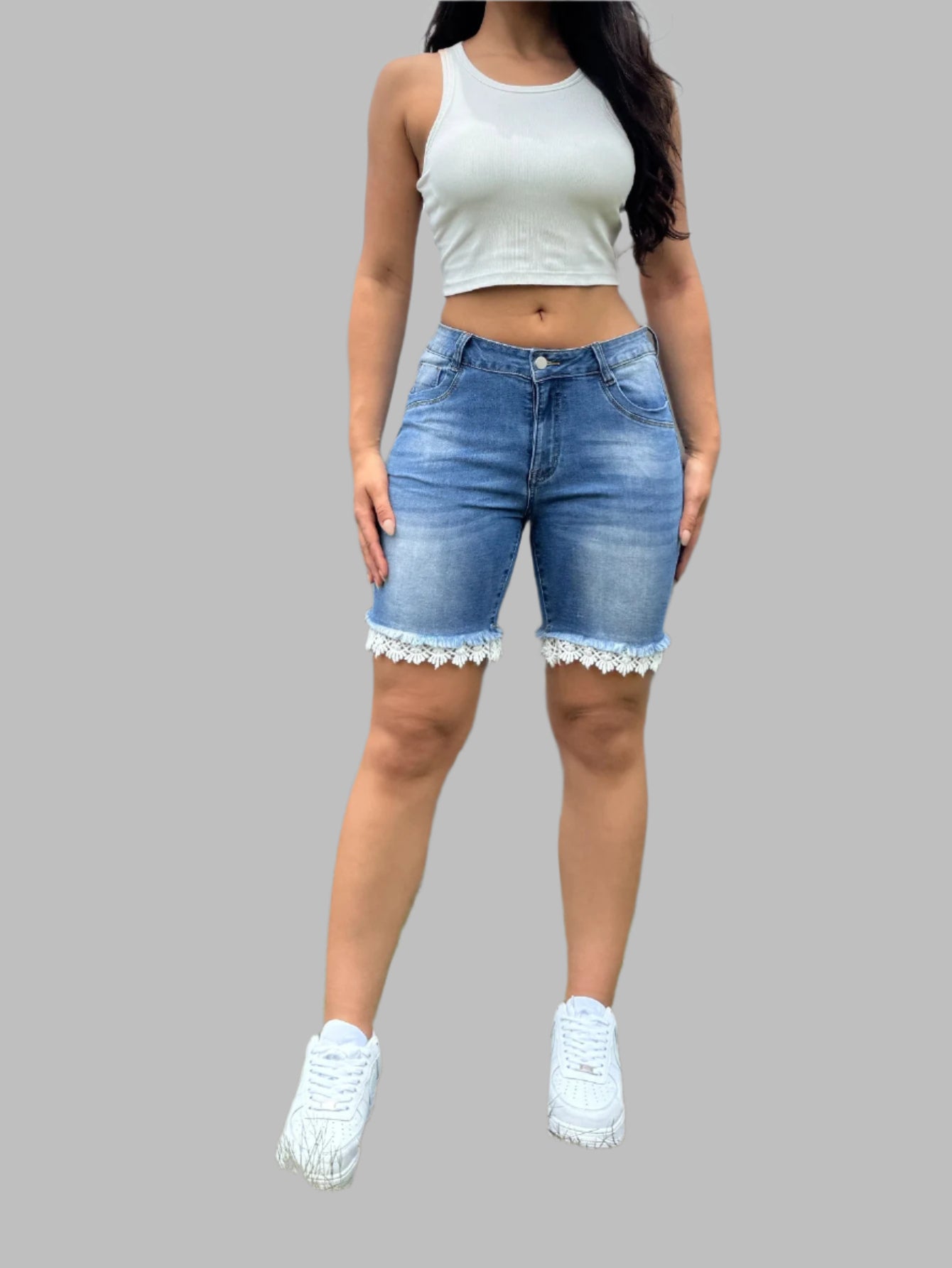Women’s Blue Ripped Denim Shorts – Casual & Chic - CasualFlowshop