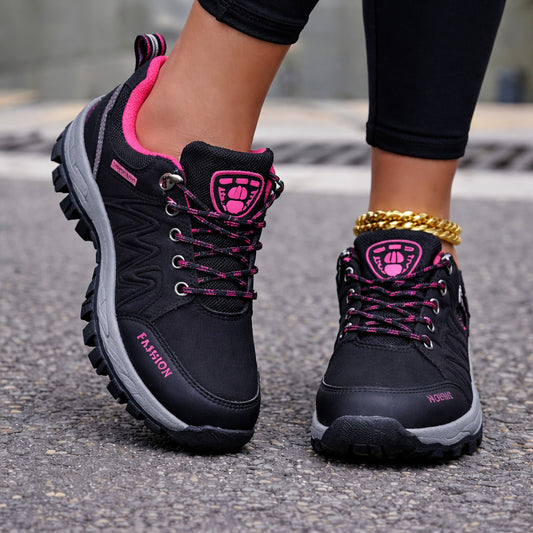 PathMaster women’s non-slip hiking shoes in Black, lightweight outdoor walking sneakers