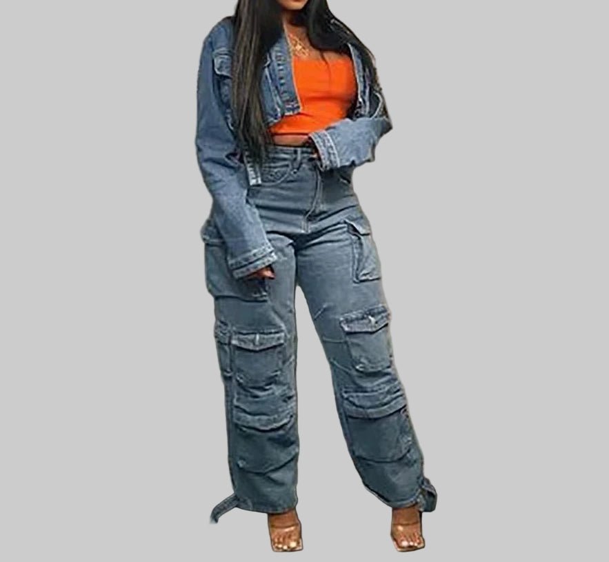 High Waist Cargo Pants for Women – Vintage Washed Multi - Pocket Streetwear - CasualFlowshop