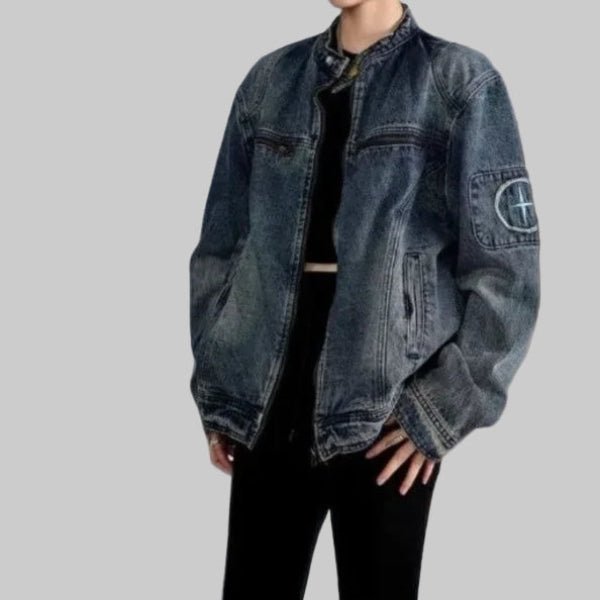 Black Denim Oversized Jacket – Retro Washed Streetwear Zip - Up Coat - CasualFlowshop