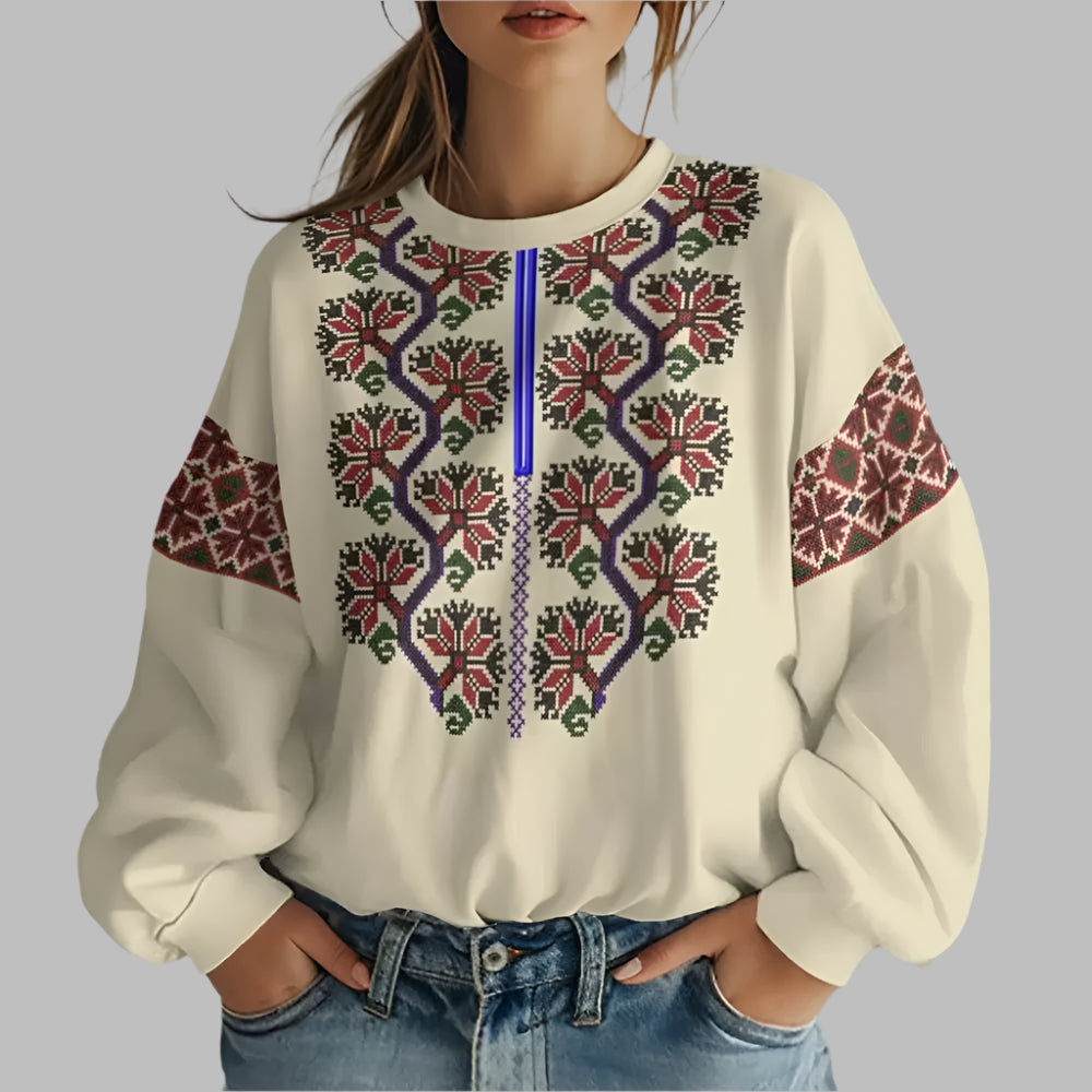 Ukrainian Folk Print Oversized Hoodie – Warm and Stylish Sweatshirt for Men and Women - CasualFlowshop