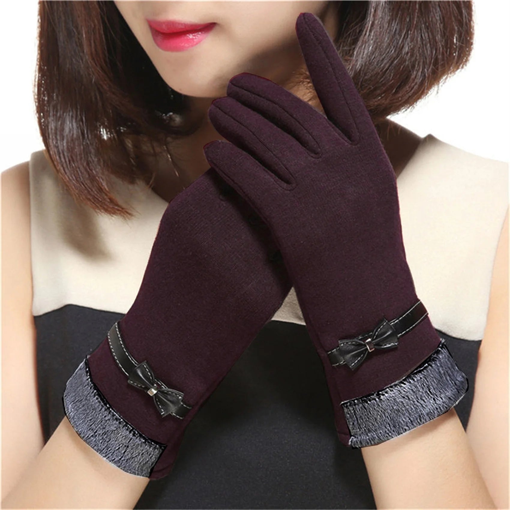 Women Winter Gloves Touch Screen Warm Gloves Outdoor Driving Gloves Mittens - CasualFlowshop