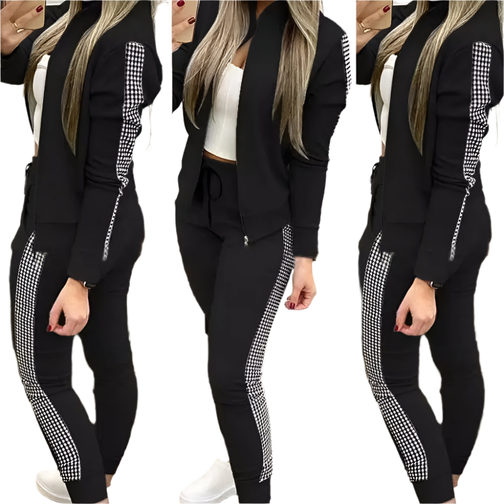 Women's Athleisure Two-Piece Set: Turtleneck Tracksuit, Gym & Casual Wear - CasualFlowshop