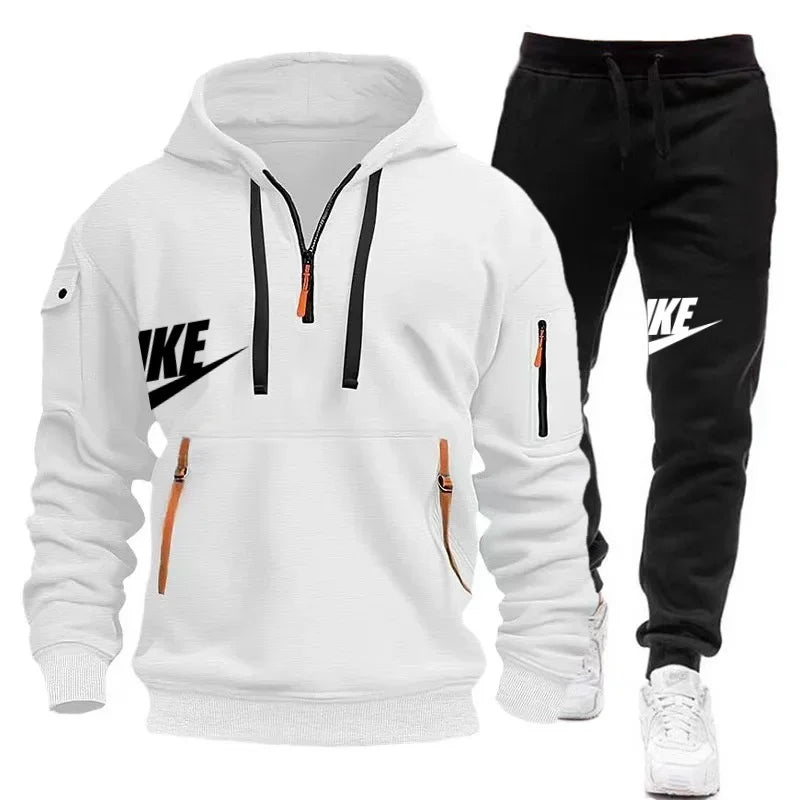 Men's Casual Jogger Sportswear Set with Multi-Pocket Hoodie and Sweatpants. At casualflowshop 