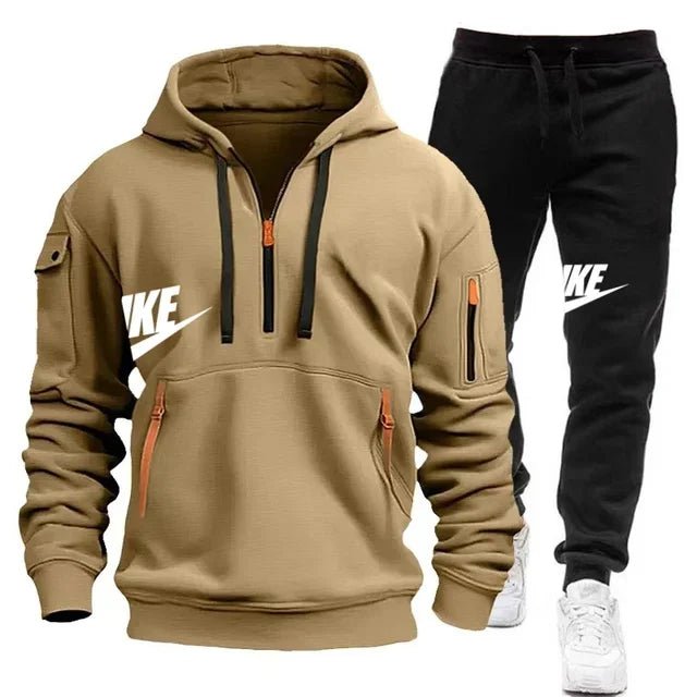 Men's Casual Jogger Sportswear Set with Multi-Pocket Hoodie and Sweatpants. At casualflowshop 