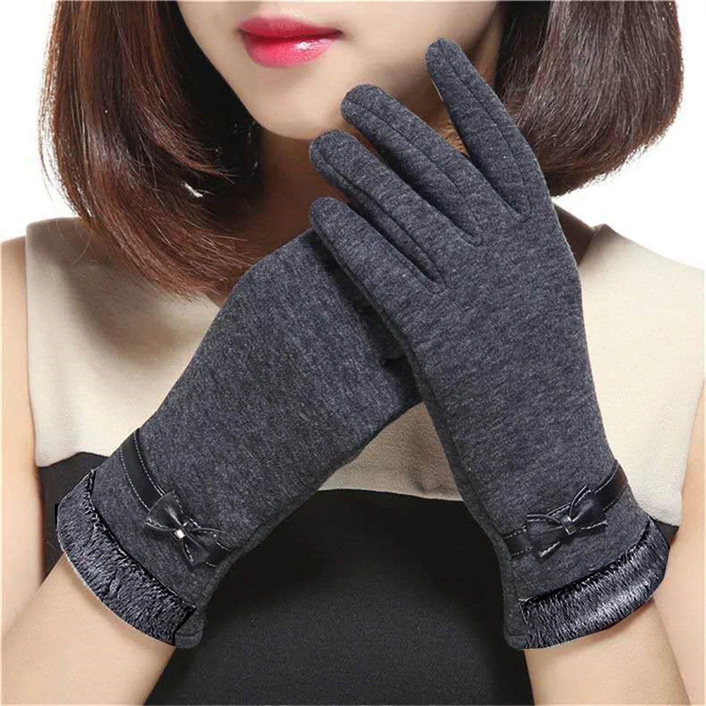 Women Winter Gloves Touch Screen Warm Gloves Outdoor Driving Gloves Mittens - CasualFlowshop