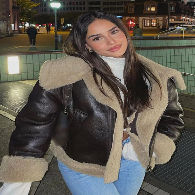 Luxury Winter Elegance: Women's Faux Leather Jacket for Stylish Comfort - CasualFlowshop