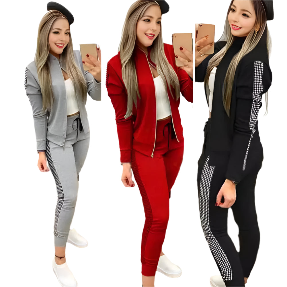 Women's Athleisure Two-Piece Set: Turtleneck Tracksuit, Gym & Casual Wear - CasualFlowshop