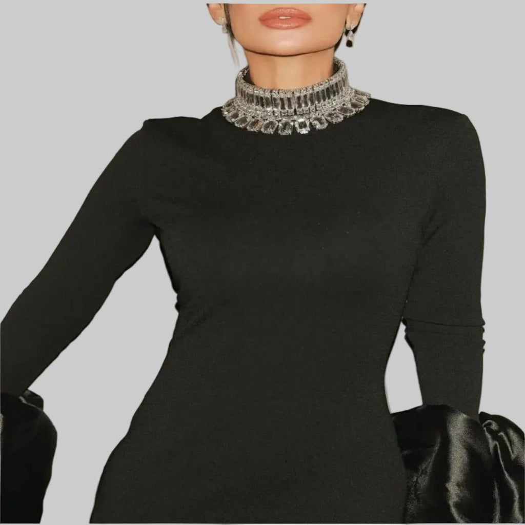 Women’s Evening Party Dress – Elegant Black Long Dress for Special Nights - CasualFlowshop