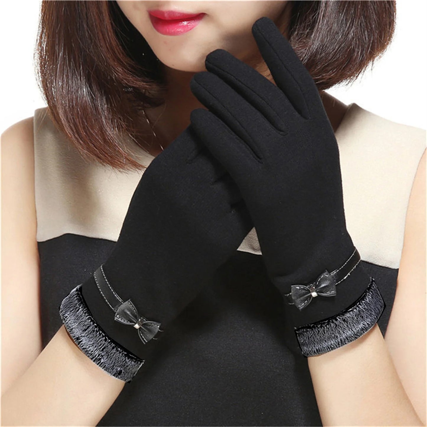 Women Winter Gloves Touch Screen Warm Gloves Outdoor Driving Gloves Mittens - CasualFlowshop