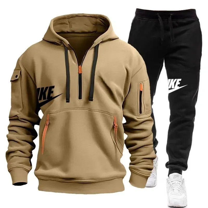 Men's Casual Jogger Sportswear Set with Multi-Pocket Hoodie and Sweatpants. At casualflowshop 
