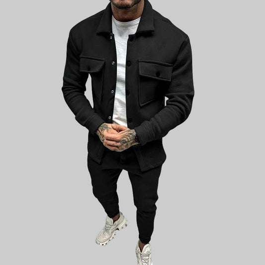 Men’s Solid Color Jacket & Pants Outfit – Casual Streetwear 2 - Piece Set - CasualFlowshop