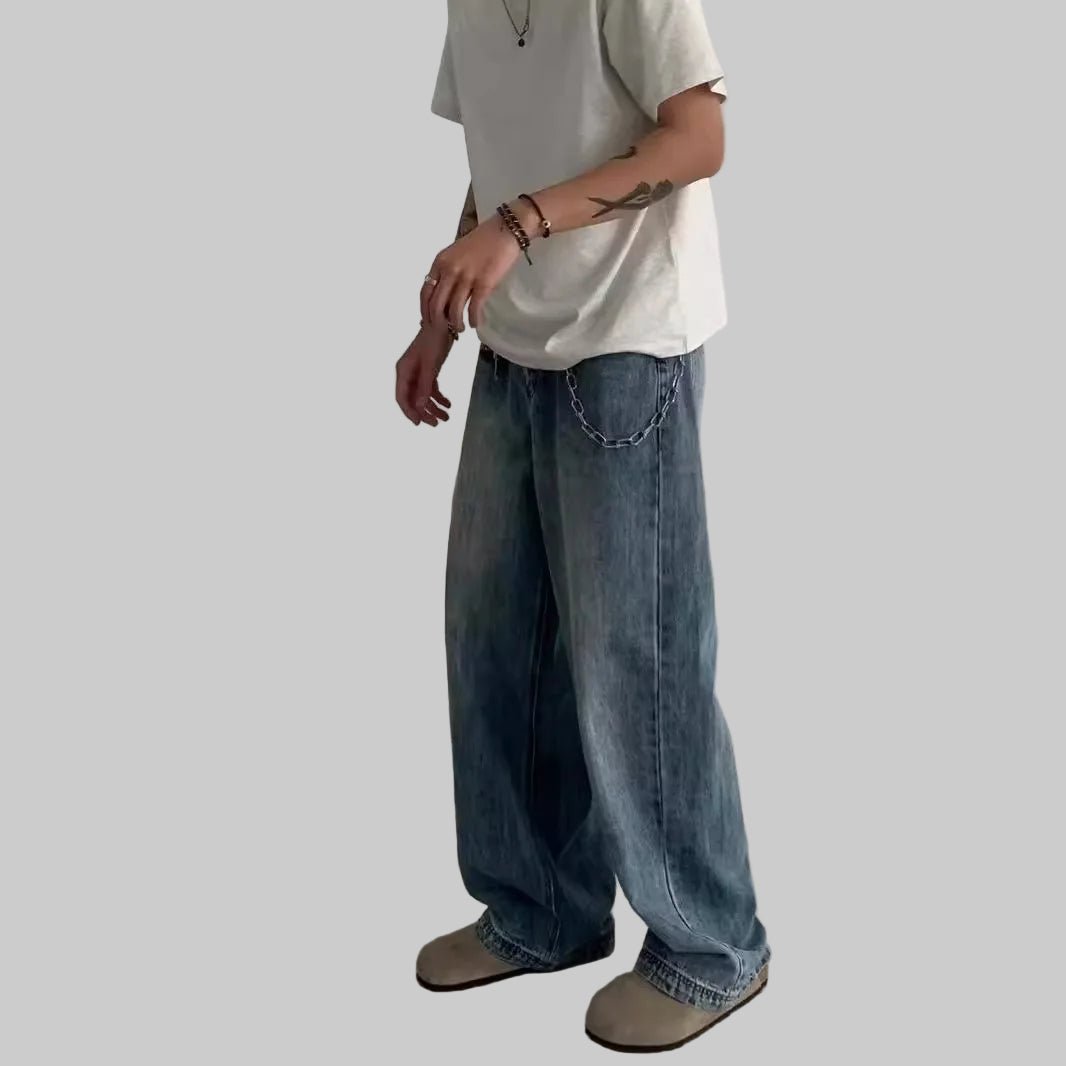Men’s Hip Hop Fashion Wide - Leg Jeans – Loose Fit Vintage Streetwear Denim - CasualFlowshop