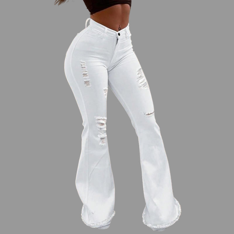 women’s stretchy skinny jeans – High Waist Ripped Casual Denim Pants - CasualFlowshop