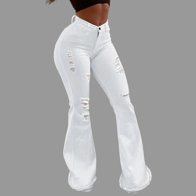 Women’s stretchy skinny jeans – High Waist Ripped Casual Denim Pants
