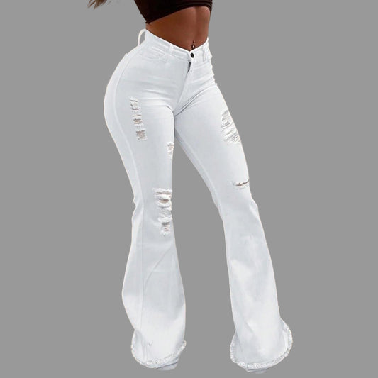 women’s stretchy skinny jeans – High Waist Ripped Casual Denim Pants - CasualFlowshop