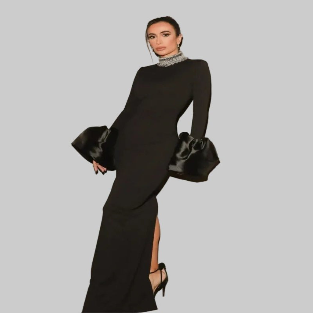 Women’s Evening Party Dress – Elegant Black Long Dress for Special Nights - CasualFlowshop
