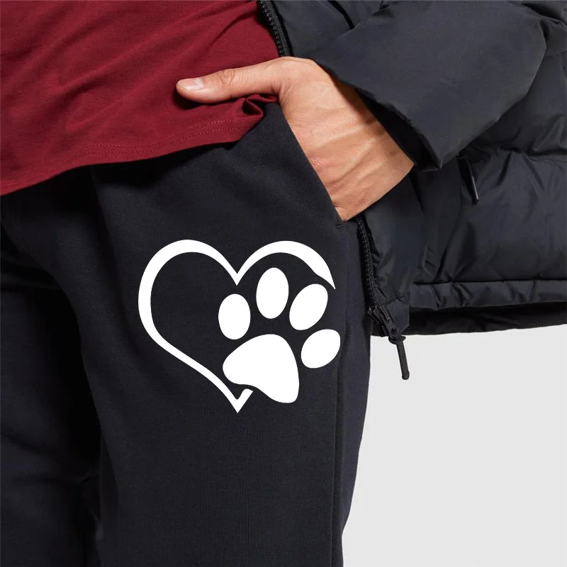 Women's jogger sweatpants with cat paw print design – soft cotton blend, ideal for fitness, lounging, and casual wear.