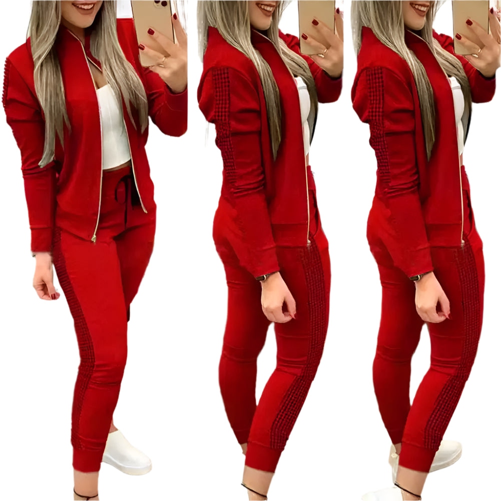 Women's Athleisure Two-Piece Set: Turtleneck Tracksuit, Gym & Casual Wear - CasualFlowshop