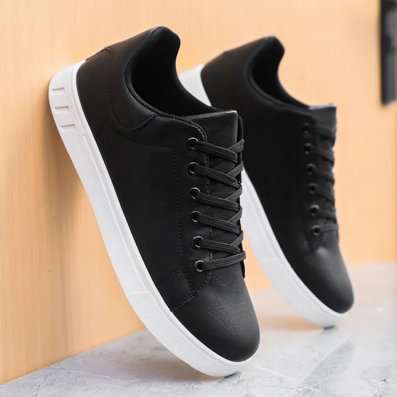 Men's PU Leather Skate Shoes with Cushioned Insole and Grippy PVC Outsole - CasualFlowshop