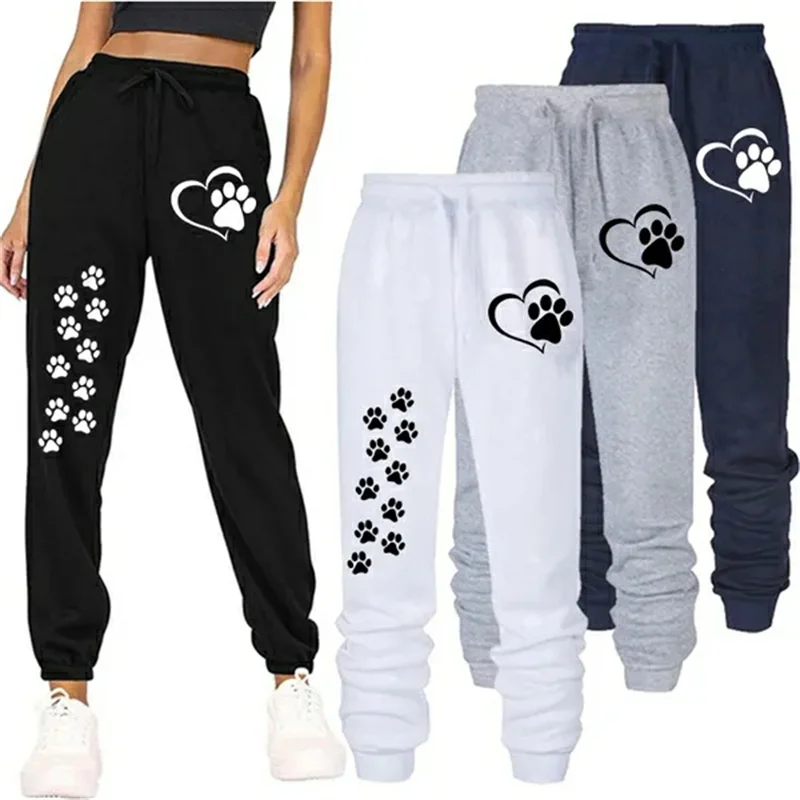 Women's jogger sweatpants with cat paw print design – soft cotton blend, ideal for fitness, lounging, and casual wear.