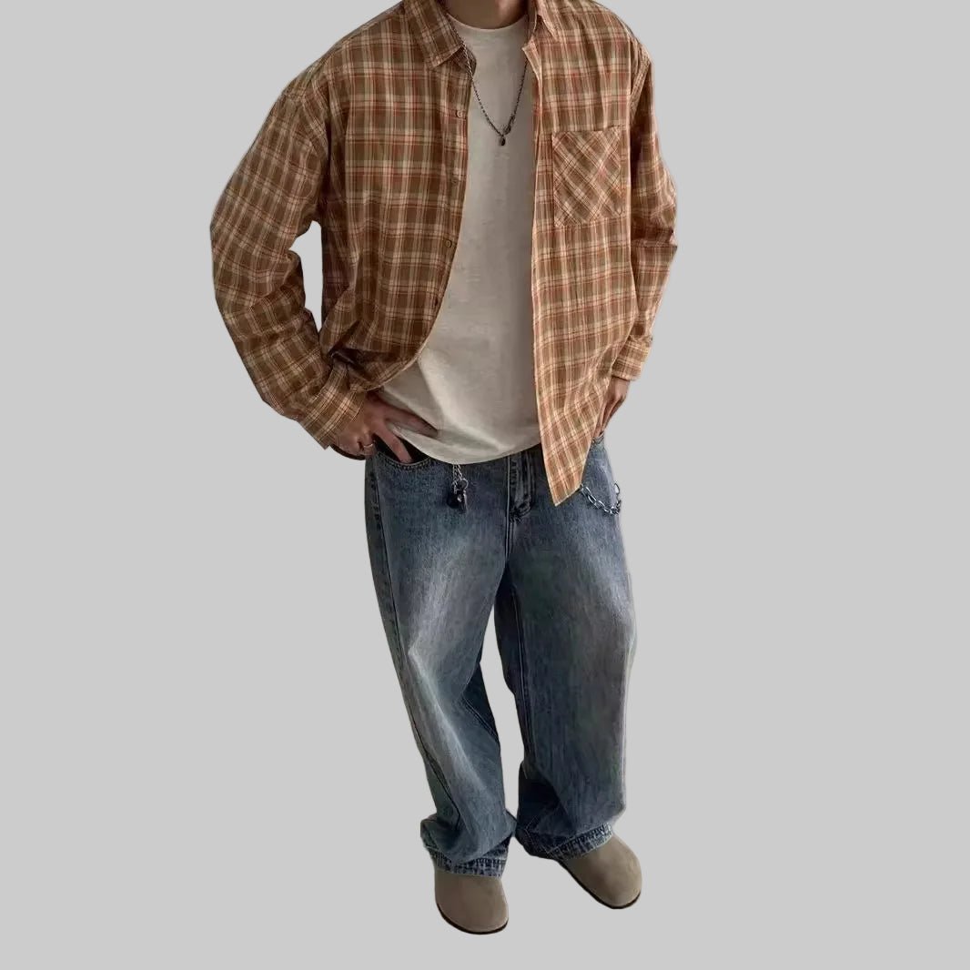 Men’s Hip Hop Fashion Wide - Leg Jeans – Loose Fit Vintage Streetwear Denim - CasualFlowshop