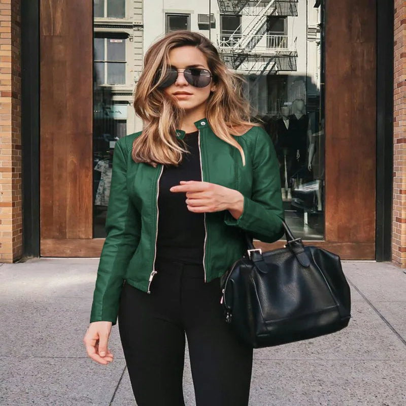 Women’s Urban PU Leather Jacket – Sleek Y2K Street Look - CasualFlowshop