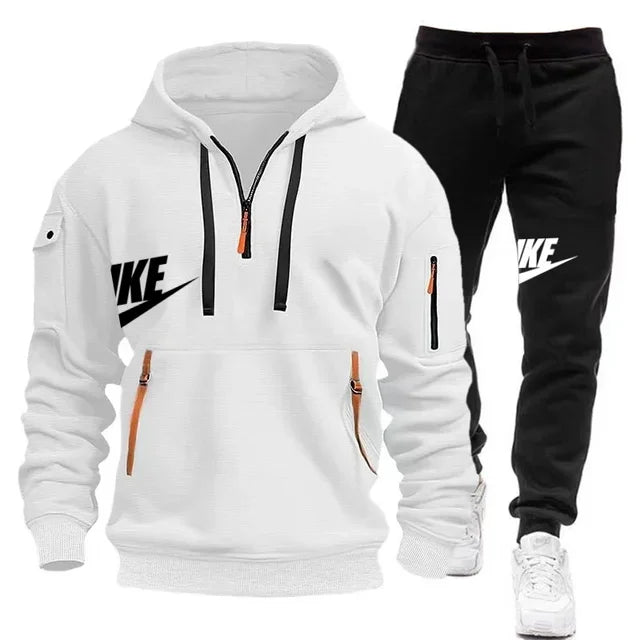 Men's Casual Jogger Sportswear Set with Multi-Pocket Hoodie and Sweatpants. At casualflowshop 