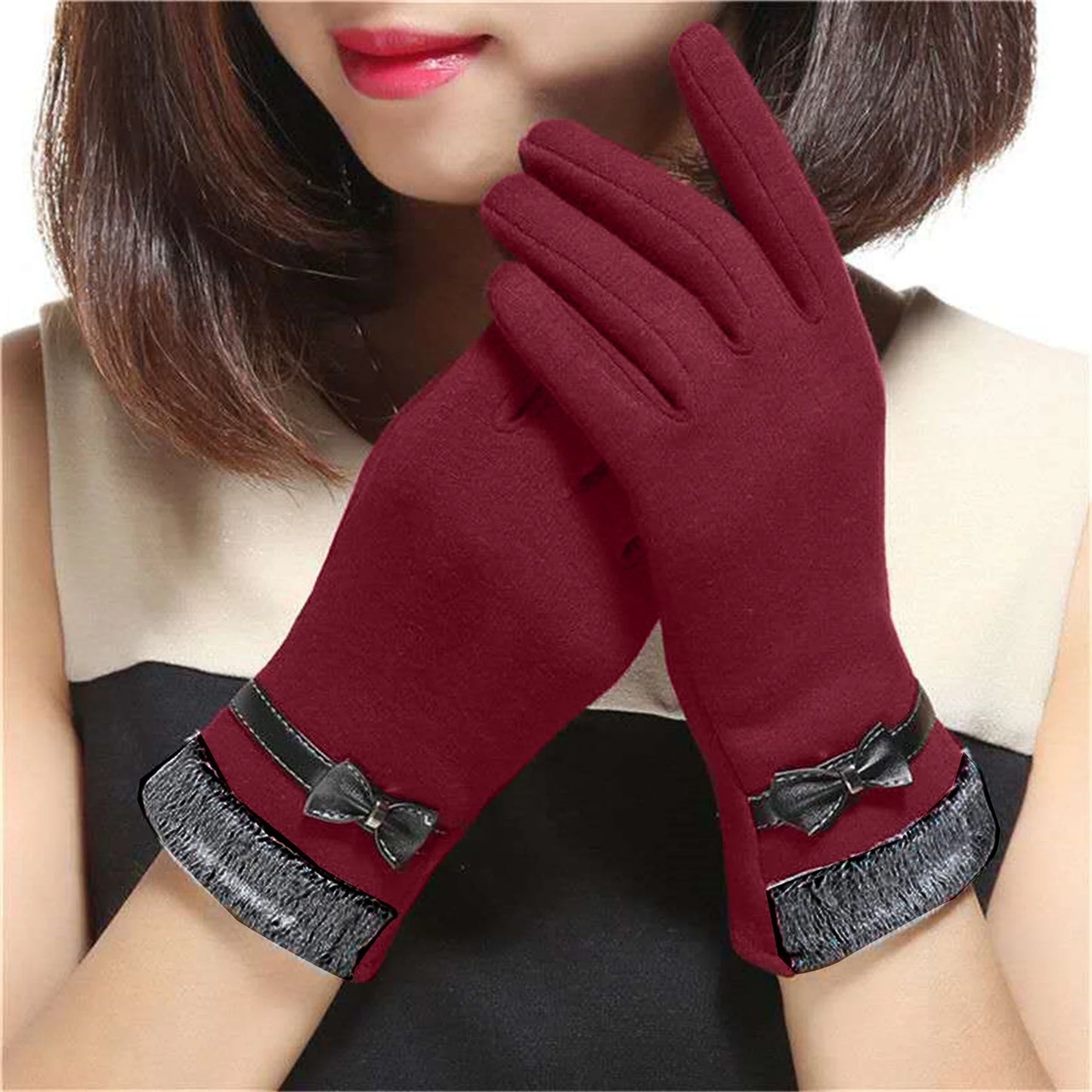 Women Winter Gloves Touch Screen Warm Gloves Outdoor Driving Gloves Mittens - CasualFlowshop