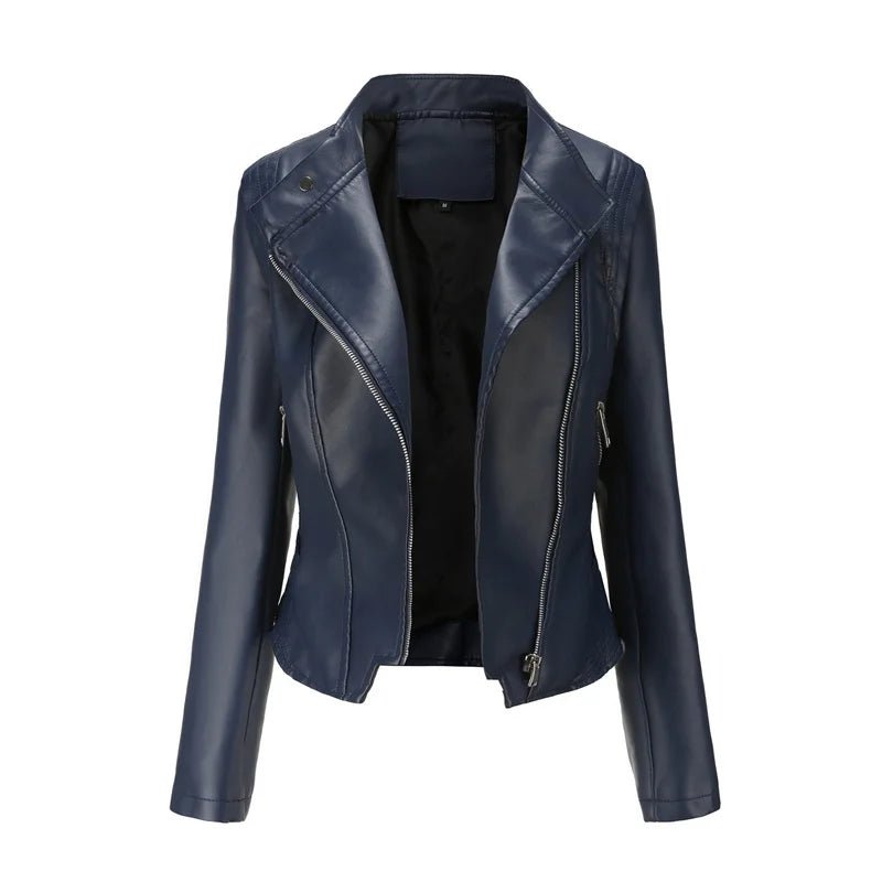 Short Leather Jacket Women – Slim Fit Moto Style Fall Coat - CasualFlowshop