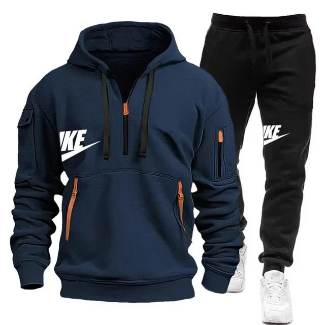 Men's Casual Jogger Sportswear Set with Multi-Pocket Hoodie and Sweatpants. At casualflowshop 