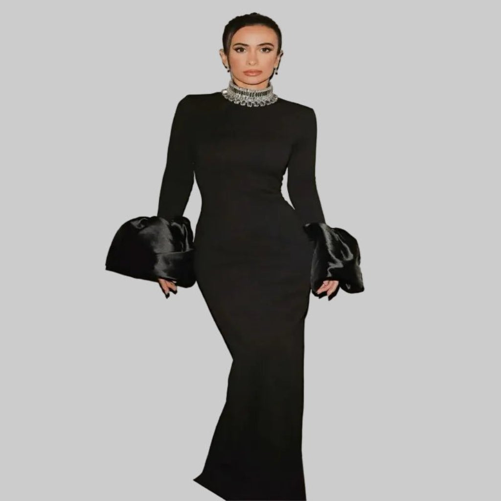 Women’s Evening Party Dress – Elegant Black Long Dress for Special Nights - CasualFlowshop