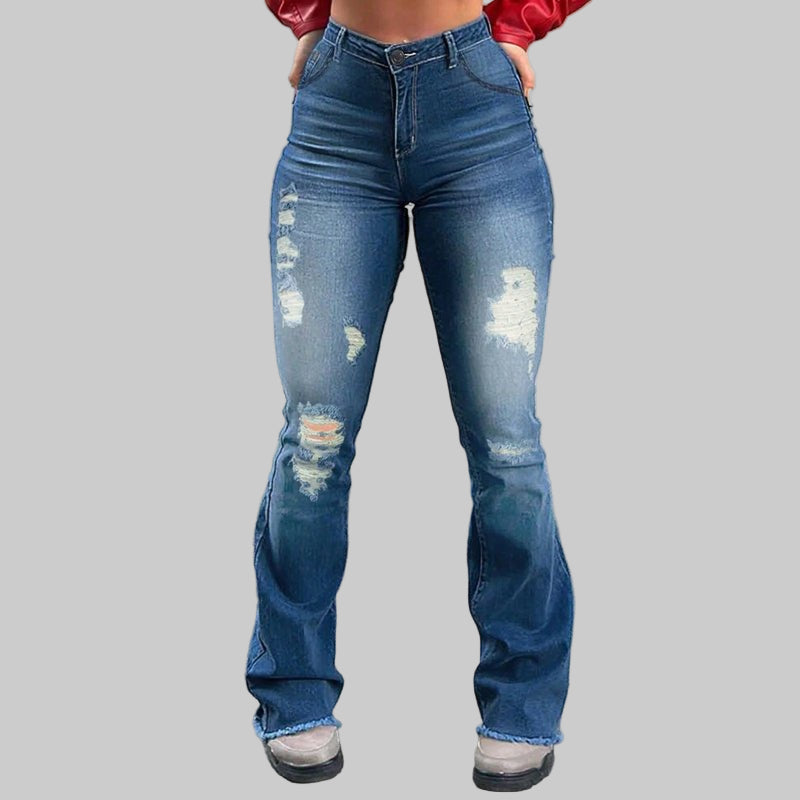 women’s stretchy skinny jeans – High Waist Ripped Casual Denim Pants - CasualFlowshop