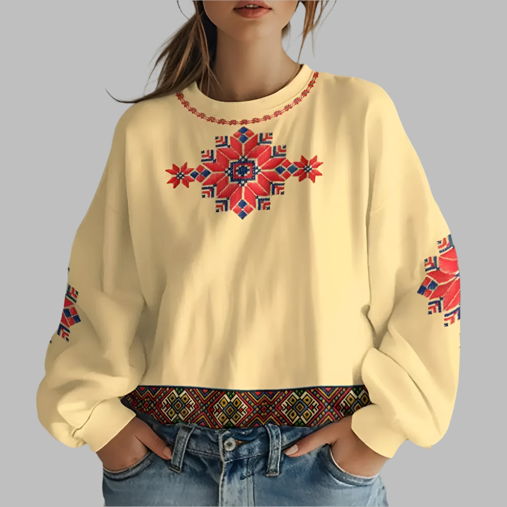 Ukrainian Folk Print Oversized Hoodie – Warm and Stylish Sweatshirt for Men and Women - CasualFlowshop