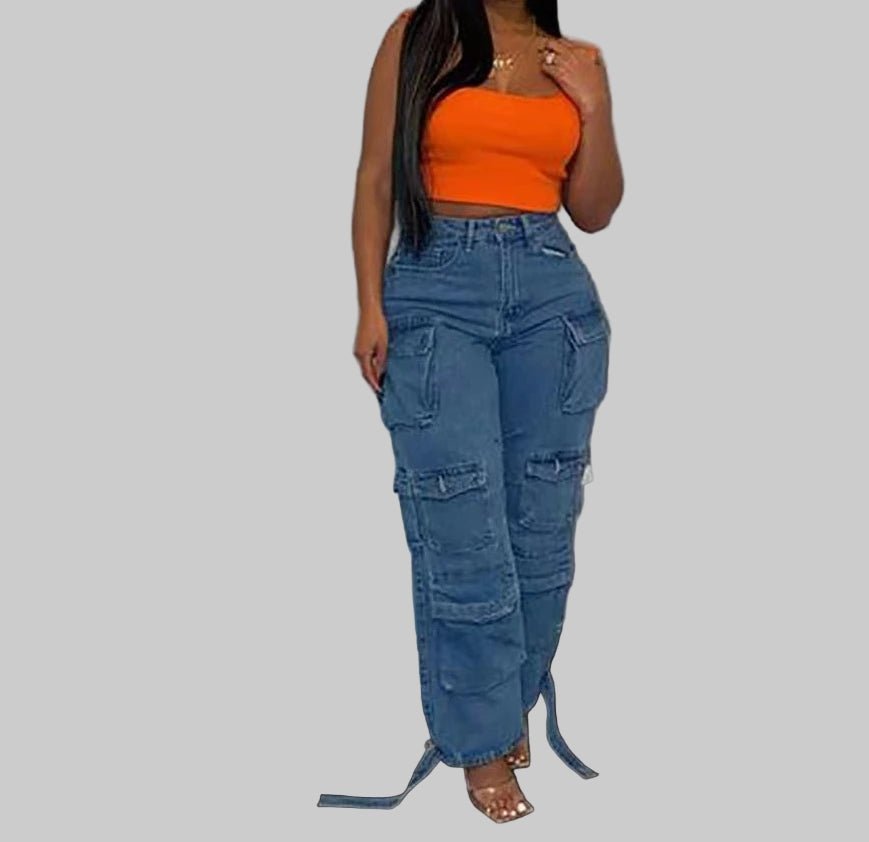 High Waist Cargo Pants for Women – Vintage Washed Multi - Pocket Streetwear - CasualFlowshop